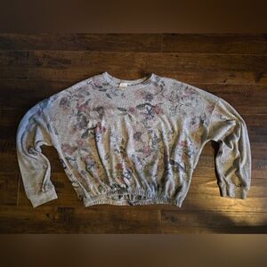 Floral Cropped Dolman Sweater